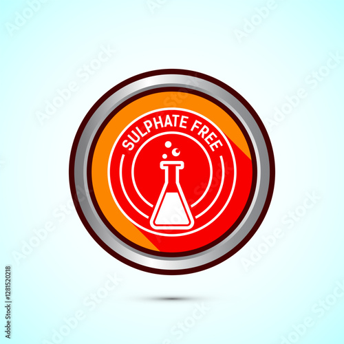 Sulfate free icon design illustration. No sulphate badge label for product warranty, Orange shadow button design