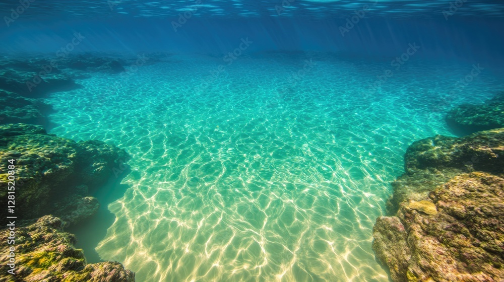 Fototapeta premium Crystal-clear water reveals stunning underwater rock formations