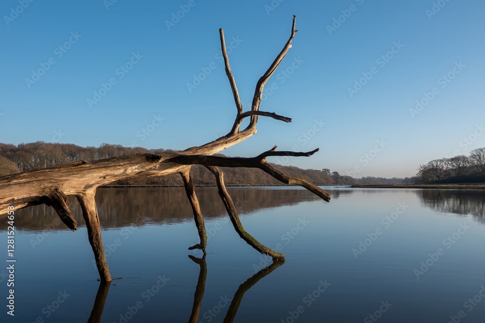 reflections in the River Hamble Hampshire England on a bright sunny winter day reflections in the River Hamble Hampshire England on a bright sunny winter day