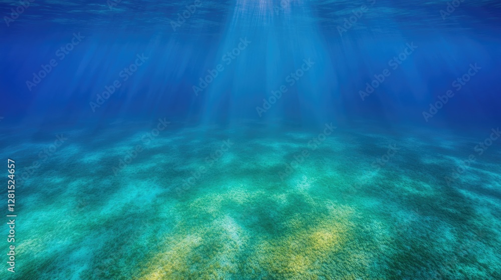 Obraz premium Underwater scene with gentle sunlight rays illuminating vibrant