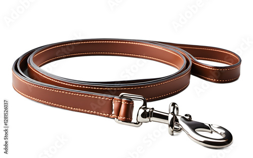 A stylish dog leash with a padded handle, isolated on a empty plain background