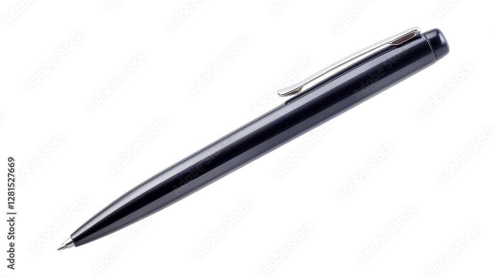 Sleek black ballpoint pen, essential office supply for writing and business stationery Sleek black ballpoint pen, essential office supply for writing and business stationery
