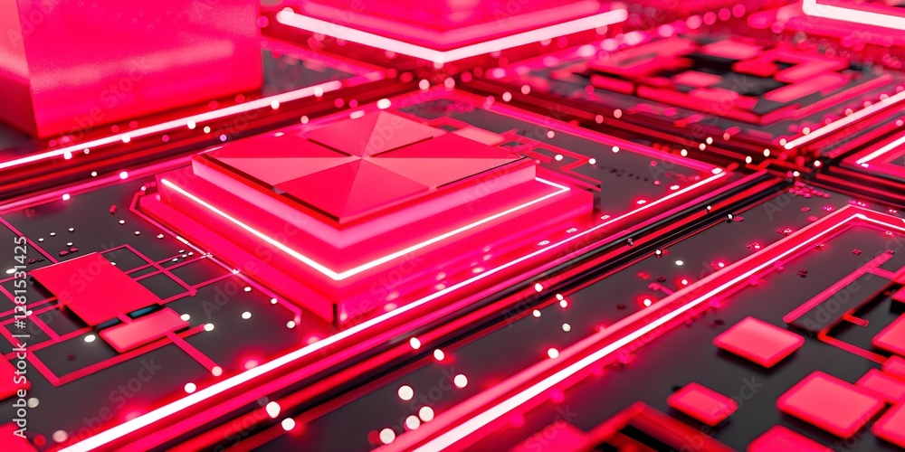 Fototapeta premium futuristic, technology, digital, cyber, abstract, background, 3d, motherboard, cpu, electronic, computer, hardware, processor, macro, component, close-up, pcb, pc, industry, circuit, equipment, board,