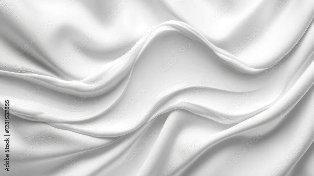Fototapeta premium Elegant white fabric texture with flowing glossy surface creating a soft and luxurious background for design and artistic projects