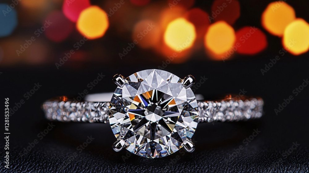 Fototapeta premium close-up of a wedding ring isolated on a deep black background, featuring a brilliant diamond and a polished platinum band. wedding ring, close-up, black background, brilliant diamond, polished 