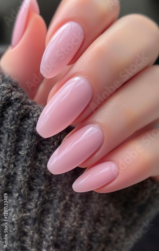 Beautiful woman’s nails in pink color