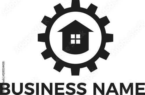 real estate building home realty business and gear design minimalist logo transparency and EPS editable vector files