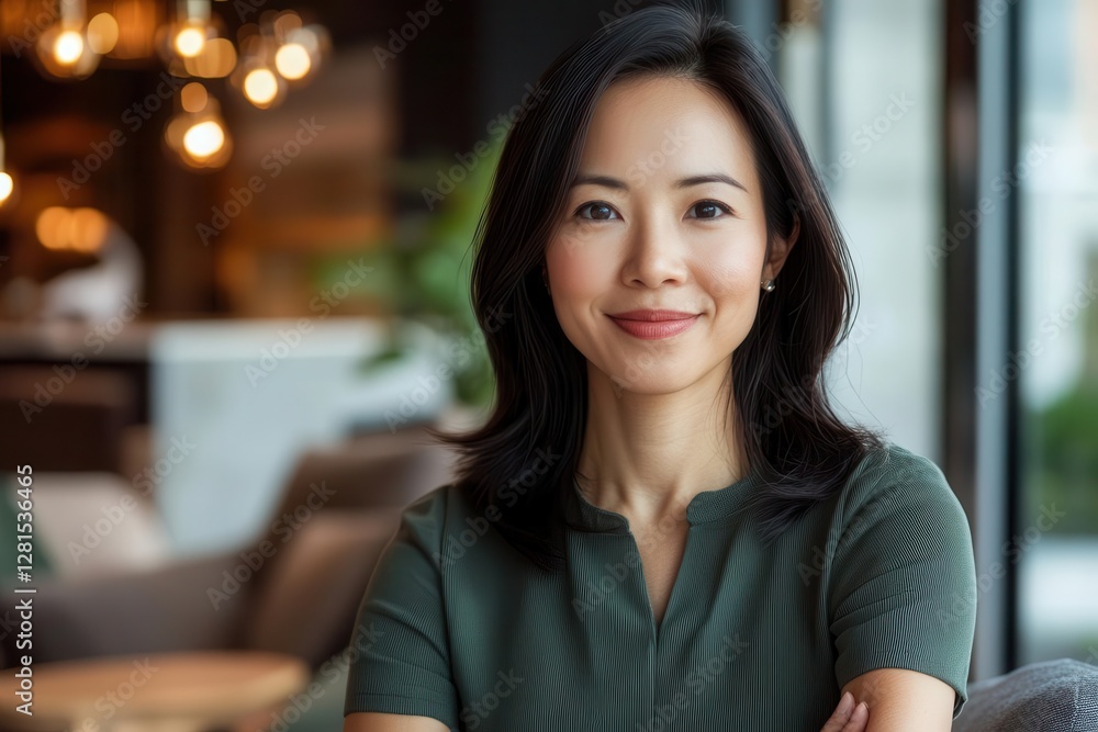 confident asian female tech entrepreneur in modern office setting wearing smart casual attire radiating success and leadership confident asian female tech entrepreneur in modern office setting wearing smart casual attire radiating success and leadership