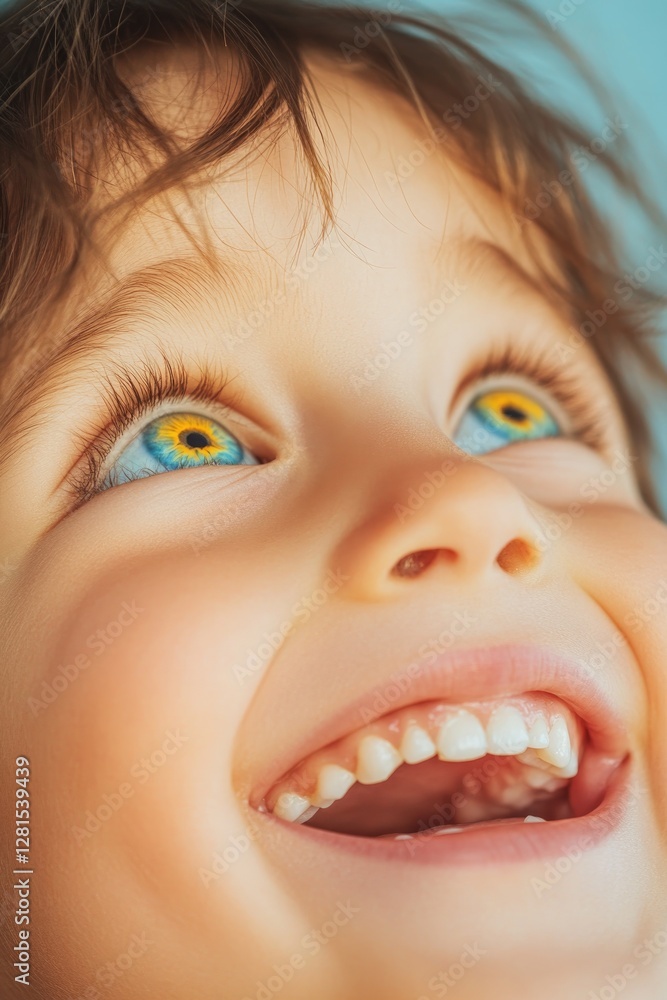 Joyful child with bright, sparkling eyes radiates happiness and Joyful child with bright, sparkling eyes radiates happiness and