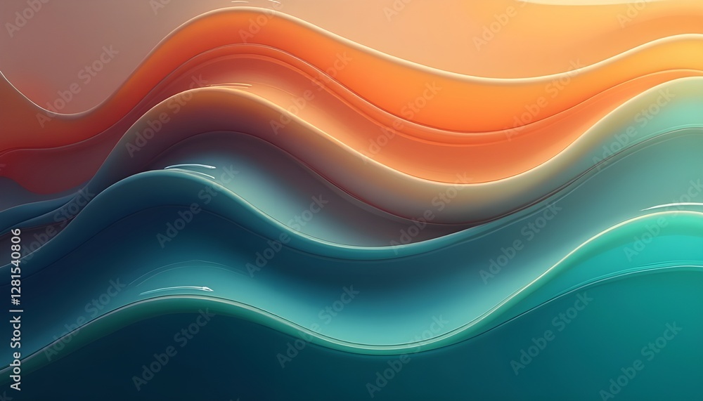 Obraz premium abstract colorful Navy, Burnt Orange, Seafoam Green wave background
