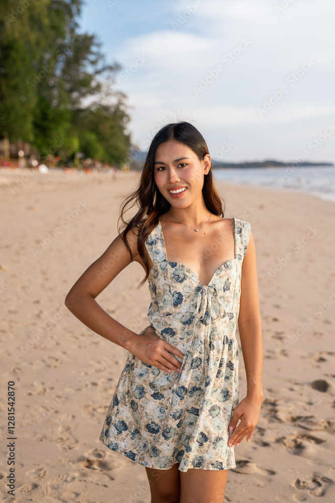 young woman on the beach looking at camera young woman on the beach looking at camera