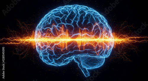 Brain waves, neural consciousness abstract art