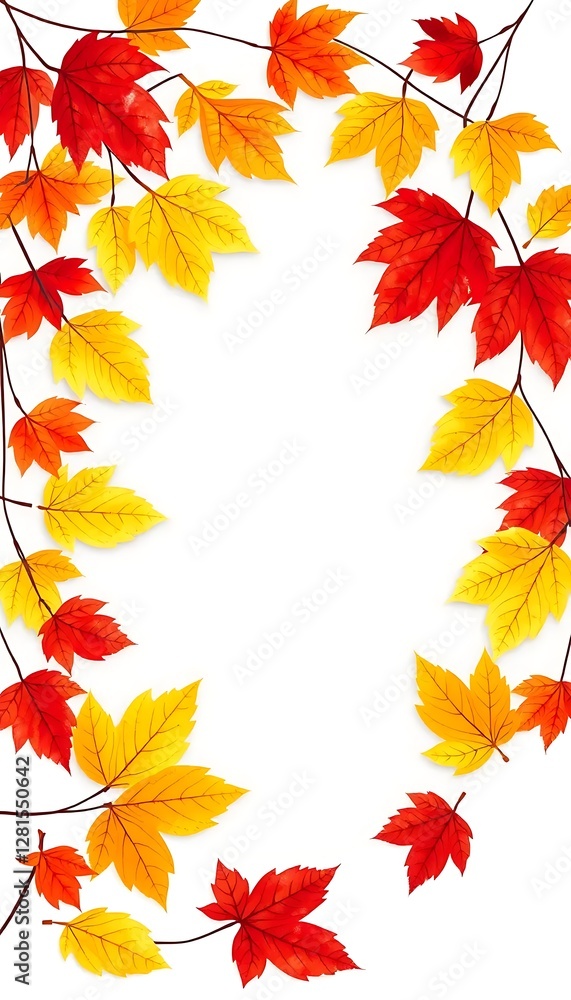 Fototapeta premium Autumn Leaves Border on White