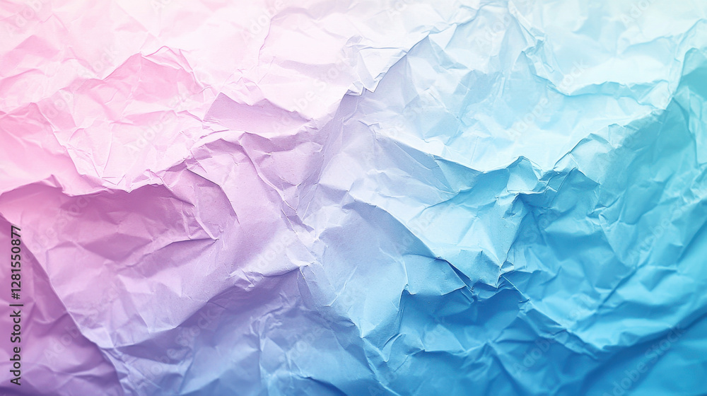 Crumpled paper texture in soft focus with gradient of pink and blue hues Crumpled paper texture in soft focus with gradient of pink and blue hues