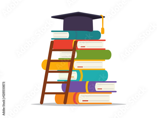 stair book success education learning concept graduation hat illustration clipart university study success