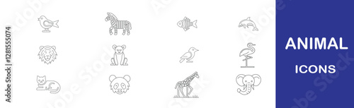 Discover this versatile animal icon set featuring 12 vector-based icons, including animals like lions, birds, elephants, and more. Perfect for websites, apps, and marketing materials, fully scalable