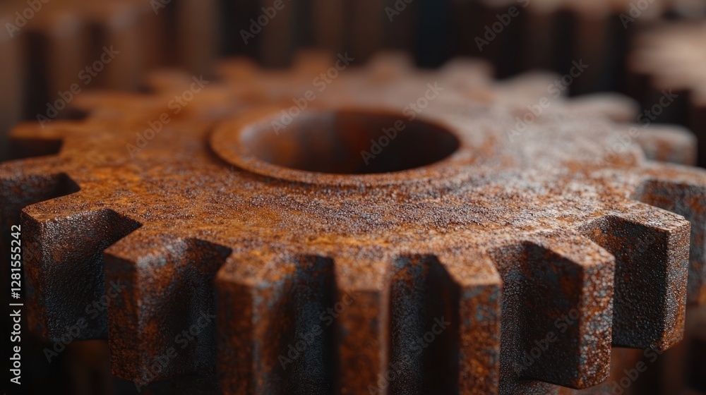 Rusty metal gear close up detailed image Rusty metal gear close up detailed image