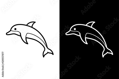 Dolphin icon vector on White Background ,Vector Art Illustration on white background.