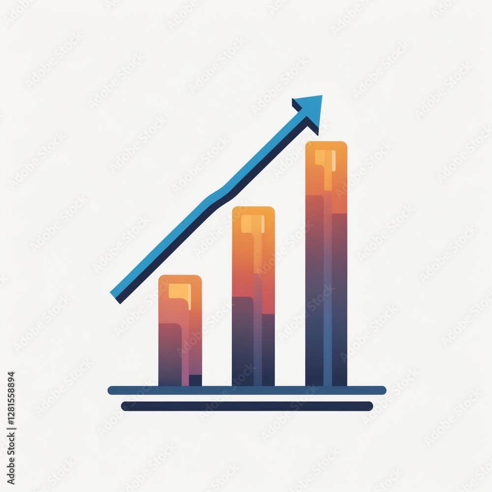 Business Growth and Analytics – Rising Bar Chart with Upward Trend Arrows – Financial, Market Analysis, Data Visualization, and Success Metrics Icon in Modern 3D Style Business Growth and Analytics – Rising Bar Chart with Upward Trend Arrows – Financial, Market Analysis, Data Visualization, and Success Metrics Icon in Modern 3D Style