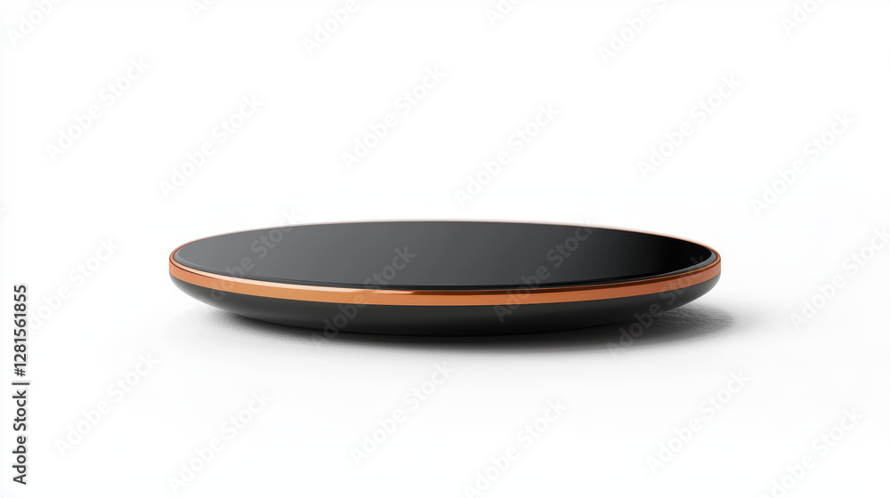 sleek, modern wireless charger with black surface and orange accent sleek, modern wireless charger with black surface and orange accent