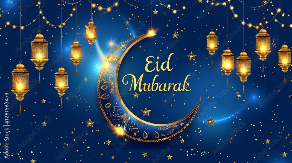 Fototapeta premium Eid Mubarak Eid Al Adha Festival Background. Eid Mubarak islamic background.Eid Mubarak flyer design and islamic background.