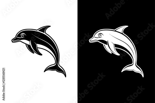 Dolphin icon vector on White Background ,Vector Art Illustration on white background.