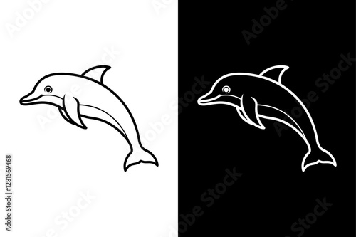 Dolphin icon vector on White Background ,Vector Art Illustration on white background.