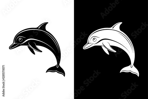 Dolphin icon vector on White Background ,Vector Art Illustration on white background.