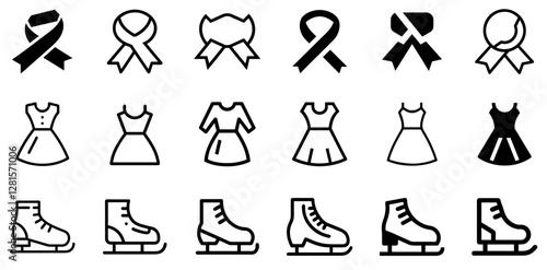 Wallpaper Mural Elegant Ribbon, Dress, and Ice Skating Vector Icon Set Torontodigital.ca