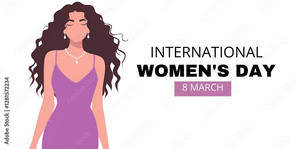 Women's day creative banner ,flat illustration generated by AI Women's day creative banner ,flat illustration generated by AI
