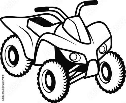 Modern ATV Quad bike silhouette vector illustration, ATV Quad bike line art isolated vector icon design
