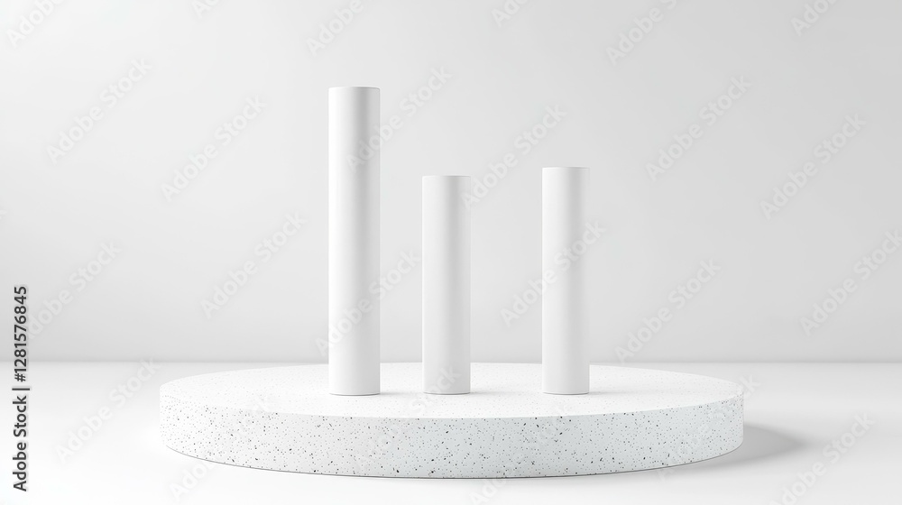Abstract White Cylindrical Forms on a Platform Abstract White Cylindrical Forms on a Platform