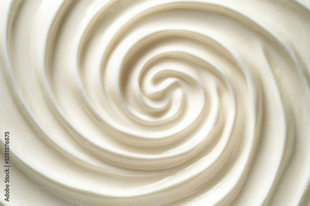 creamy white yogurt swirls photographed from above smooth texture with gentle ripples clean minimalist composition on light background creamy white yogurt swirls photographed from above smooth texture with gentle ripples clean minimalist composition on light background