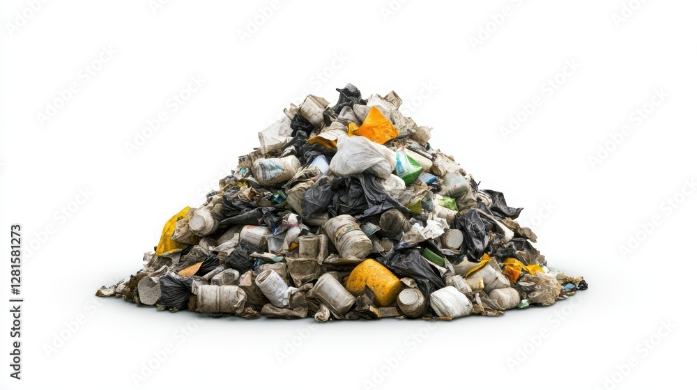 Obraz premium Overflowing garbage pile, a stark reminder of waste management challenges and environmental pollution