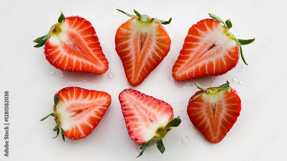 Juicy Red Strawberry Halves Fresh Fruit Summer Berries Food Photography Juicy Red Strawberry Halves Fresh Fruit Summer Berries Food Photography