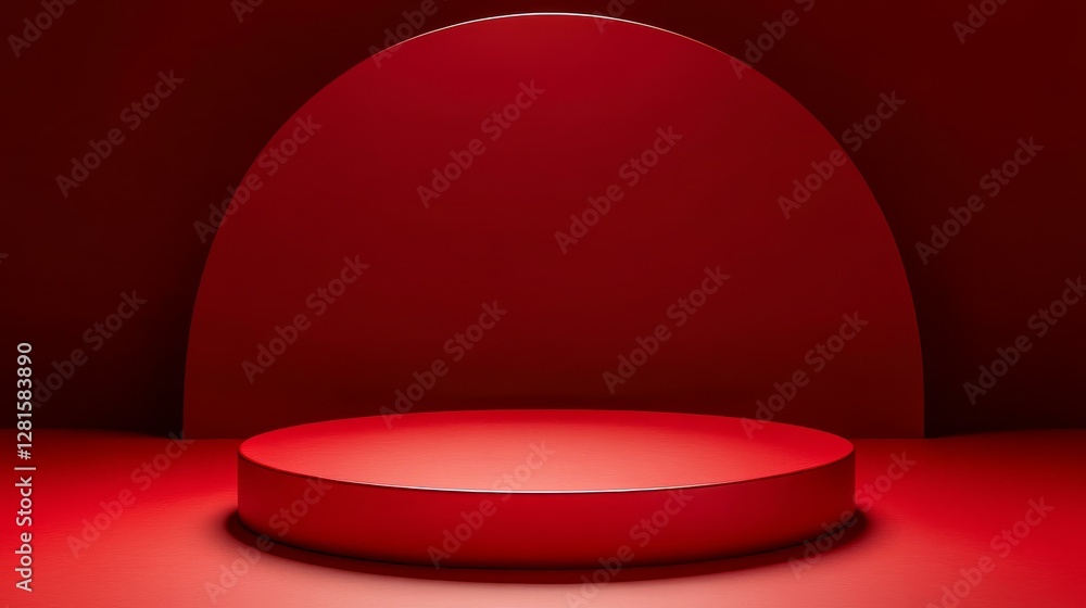 Red Geometric Display Podium Red Geometric Display Podium