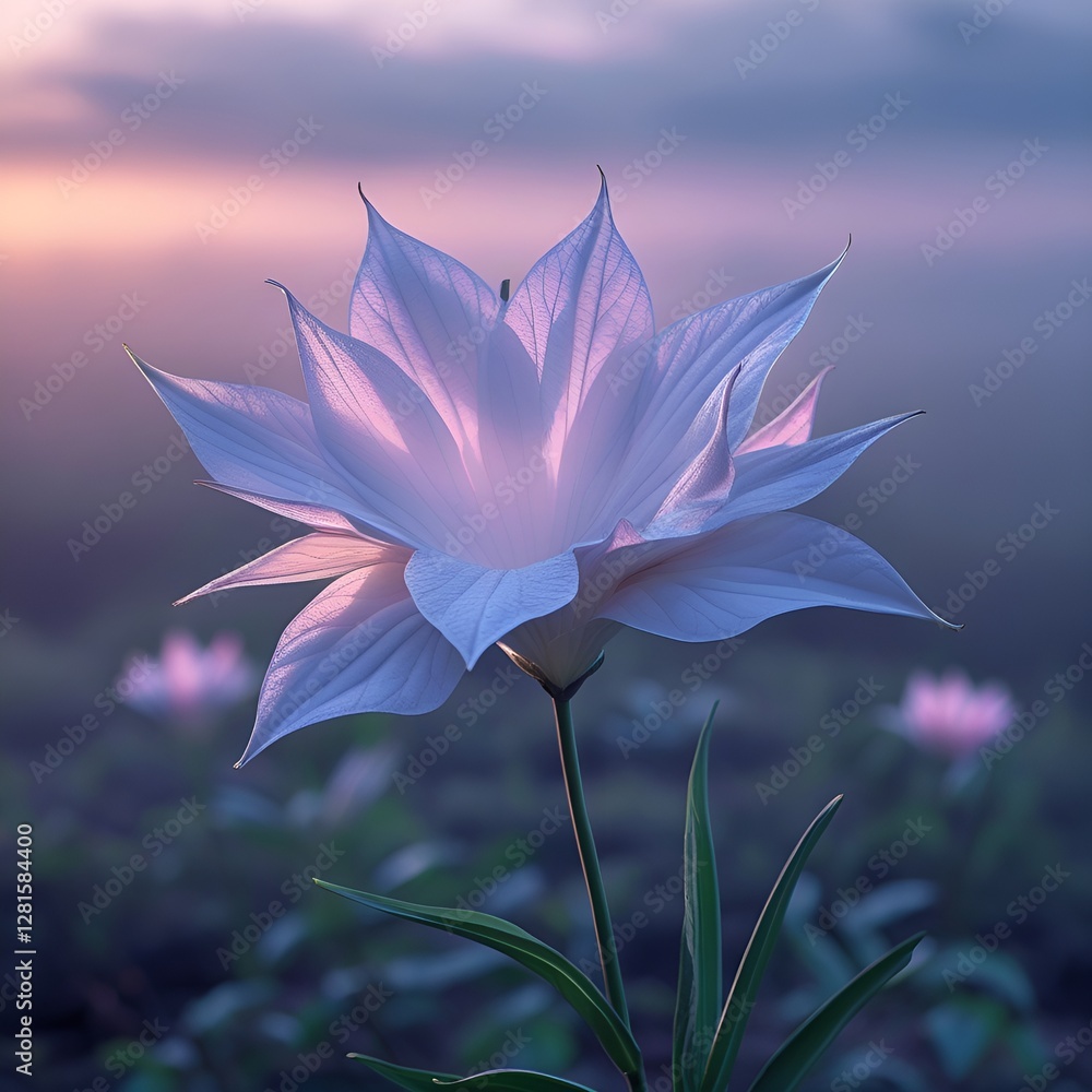 Fototapeta premium The Queen of the Night flower blooms in early morning light, displaying delicate petals and a soft texture against a serene background, captured in stunning 8k high-definition resolution with vibrant 