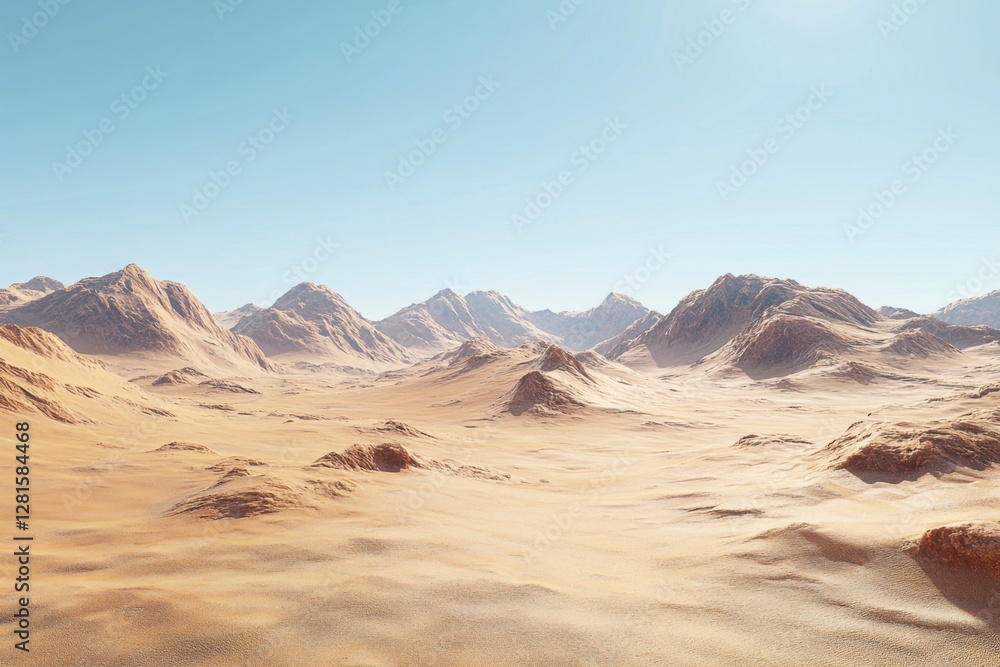 Fototapeta premium Realistic image of sand dunes in the Sahara Desert