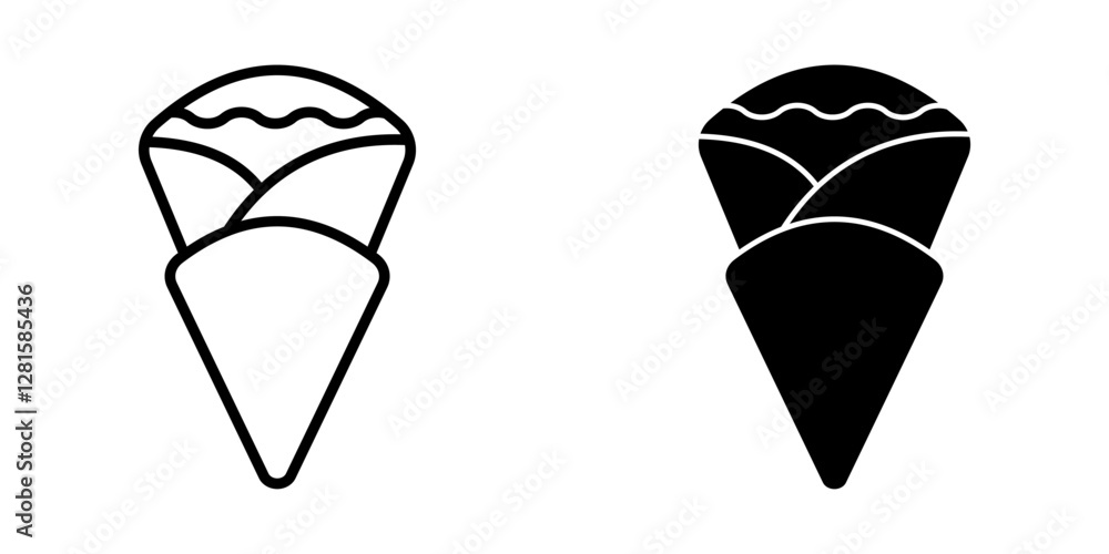 crepe Icon set. Symbol isolated white background. vector illustration. color editable.