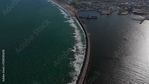 Wallpaper Mural Aerial view of the breakwater and ocean in Mar del Plata Torontodigital.ca