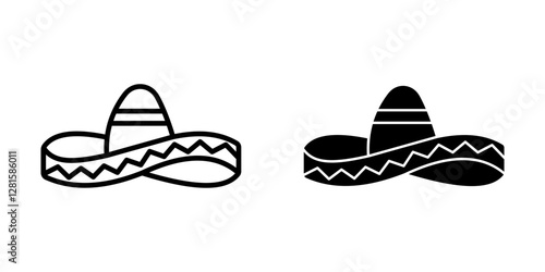 mexican hat Icon set. Symbol isolated white background. vector illustration. color editable.