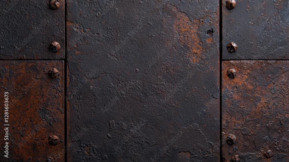 Fototapeta premium Rusted iron texture with dark industrial aesthetic appeal