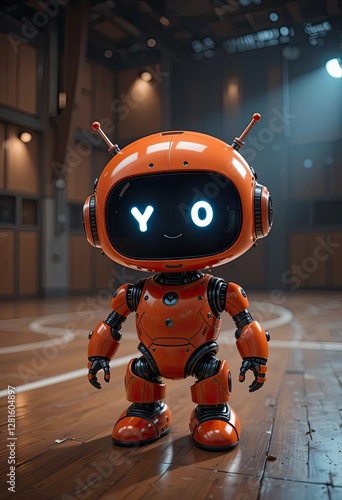  futuristic humanoid robot orange