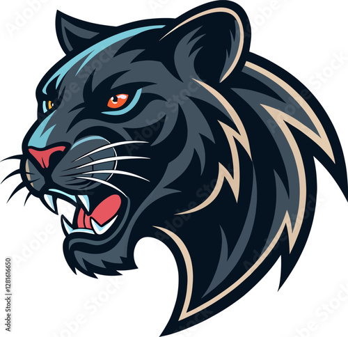 black panther head logo mascot illustration on white