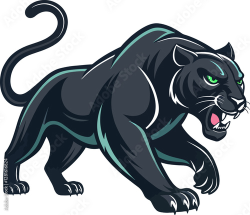 black panther head logo mascot illustration on white
