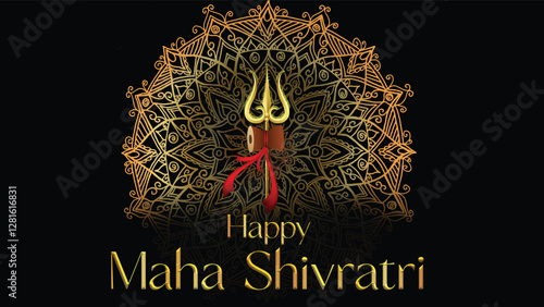 Happy maha Shivratri, a Hindu festival celebrated of lord shiva night. Creative vector illustration design with shivling and Trishul.