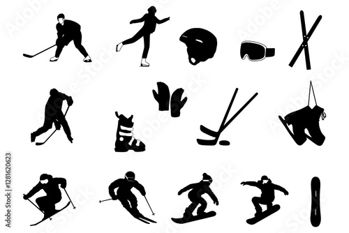 Winter Sport Activity Set Illustration