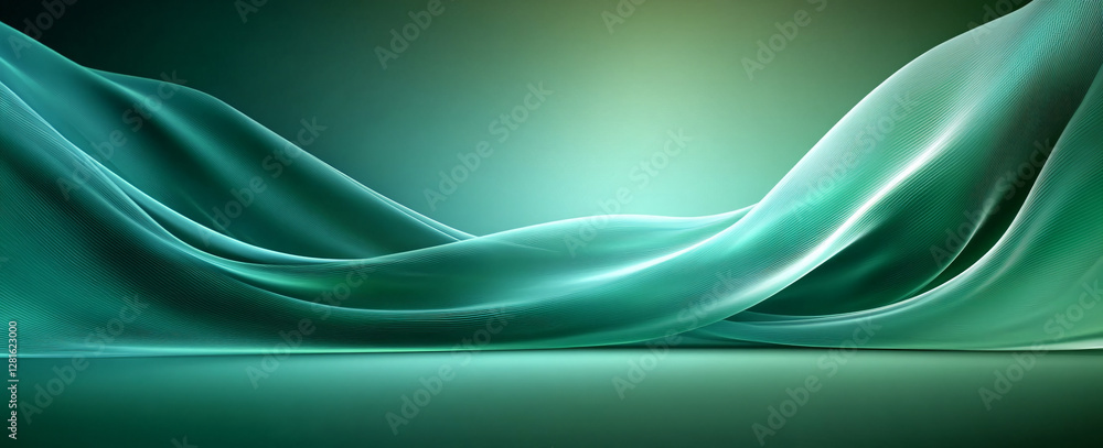 An abstract flowing fabric image with a serene green gradient, perfect for St. Patrick's Day designs, event backgrounds, or relaxation-themed graphics. An abstract flowing fabric image with a serene green gradient, perfect for St. Patrick's Day designs, event backgrounds, or relaxation-themed graphics.