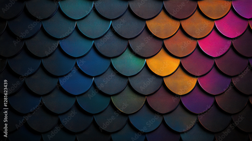 Seamless colorful scale pattern with vibrant hues and texture Seamless colorful scale pattern with vibrant hues and texture