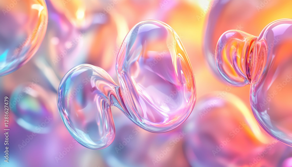 Translucent bubbles in vibrant colors create dreamy atmosphere Translucent bubbles in vibrant colors create dreamy atmosphere